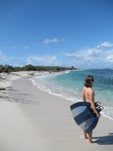 Sophie sur une plage de Guadeloupe...