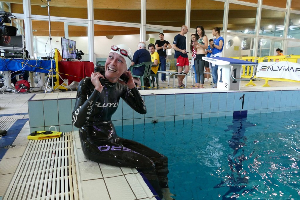 Alessia Zecchini, un peu plus dans la légende avec sa fantastique perf à 250m. photo : FIPSAS-CMAS