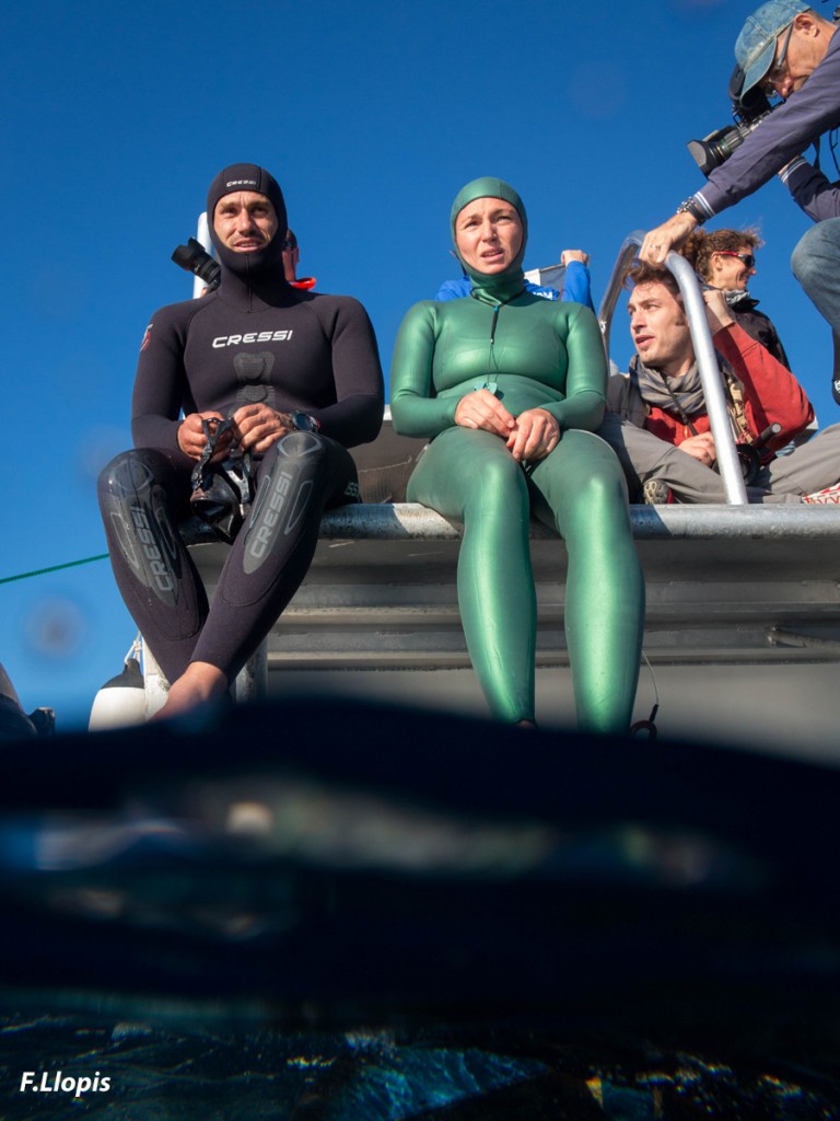 Guillaume Néry et Aurore Asso avant leur plongée hommage